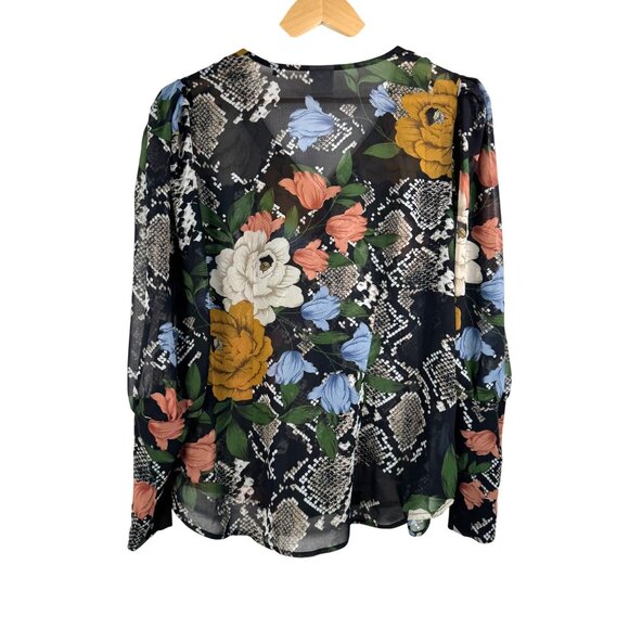 Cabi Snake Charmer sheer blouse multi floral whimsy goth sz M - Picture 3 of 7